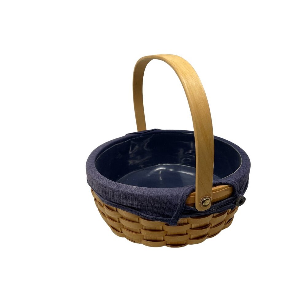 Taskets Renaissance Woven Wood Bread Basket Swing Handle Protective Liner